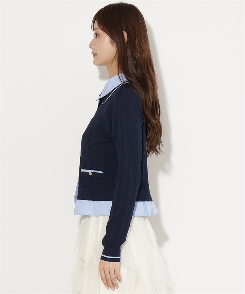 AND COUTURE(アンドクチュール)の「配色シャツ襟ペプラムニット長袖プルオーバー(ニット/セーター・レディース・チャコールグレー/ブラウン/ネイビー・FREE)」の8枚目の写真
