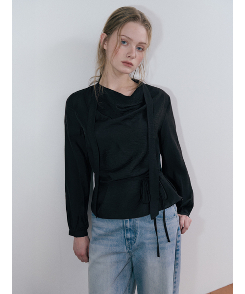 ETMON(エトモン)の「カウルネックタイブラウス ブラック(シャツ/ブラウス・レディース・その他・SMALL/MEDIUM)」の1枚目の写真