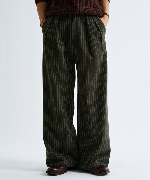 sedacle（セダクル）の「Two Tuck Stripe Wide Slacks  / ツータックストライプワイドスラックス（スラックス・メンズ・ブラウン系その他/グレー・SMALL/MEDIUM/LARGE）」の14枚目の写真