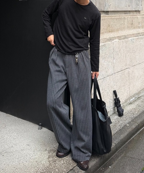 sedacle（セダクル）の「Two Tuck Stripe Wide Slacks  / ツータックストライプワイドスラックス（スラックス・メンズ・ブラウン系その他/グレー・SMALL/MEDIUM/LARGE）」の6枚目の写真
