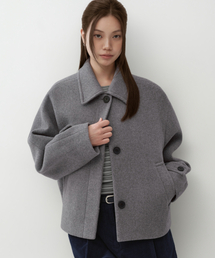 ウィメンズカシミヤブレンドショートマックコート[ミディアムグレー]