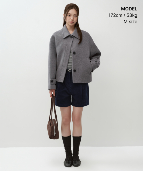 MUSINSA STANDARD WOMAN（ムシンサスタンダードウーマン）の「ウィメンズカシミヤブレンドショートマックコート[ミディアムグレー]（チェスターコート・レディース・その他・LARGE/MEDIUM/SMALL/X-SMALL）」の5枚目の写真