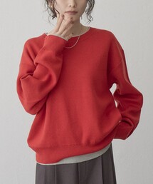 配色デザイン レイヤード風スウェットライクニット