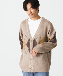 マルチジャガードモヘアタッチニットカーディガン