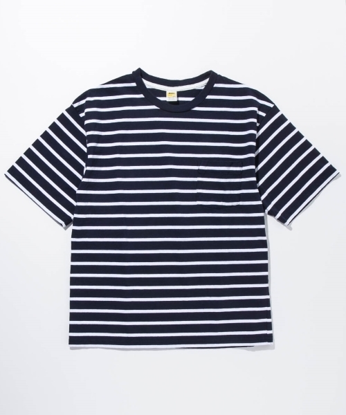 AMERICAN RAG CIE（アメリカンラグシー）の「VELVA SHEEN ヴェルバ シーン 別注 ビックシルエット ボーダー 半袖 ポケット Tシャツ（Tシャツ/カットソー・メンズ・ホワイト×ネイビー/ネイビー・MEDIUM/LARGE/SMALL）」の2枚目の写真