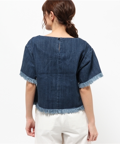 Denime(ドゥニーム)の「DENIM FRINGE TOPS/デニムフリンジトップス(Tシャツ/カットソー・レディース・インディゴブルー/ライトインディゴブルー・FREE)」の12枚目の写真