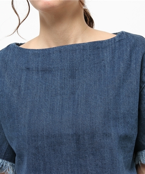 Denime(ドゥニーム)の「DENIM FRINGE TOPS/デニムフリンジトップス(Tシャツ/カットソー・レディース・インディゴブルー/ライトインディゴブルー・FREE)」の13枚目の写真