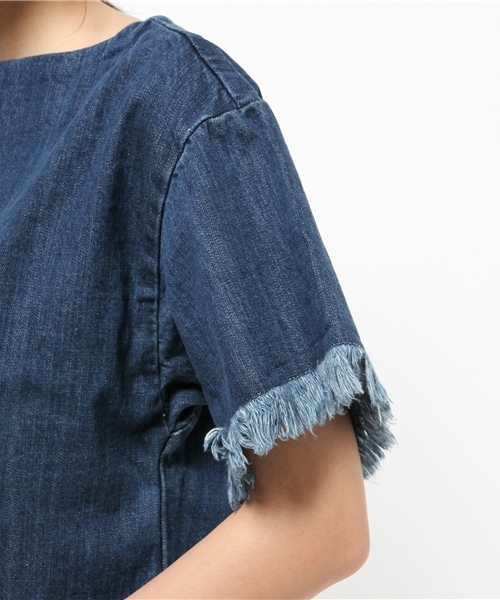 Denime(ドゥニーム)の「DENIM FRINGE TOPS/デニムフリンジトップス(Tシャツ/カットソー・レディース・インディゴブルー/ライトインディゴブルー・FREE)」の15枚目の写真