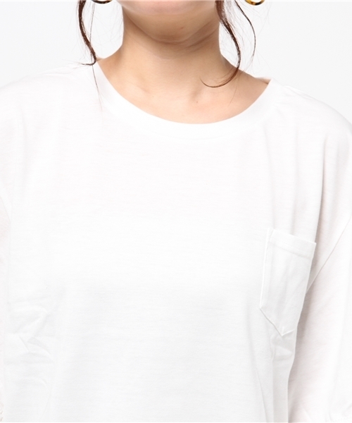 VENCEEXCHANGE（ヴァンスエクスチェンジ）の「袖フリンジTシャツ            （Tシャツ/カットソー・レディース・オフホワイト/オリーブ/オレンジ・MEDIUM）」の7枚目の写真