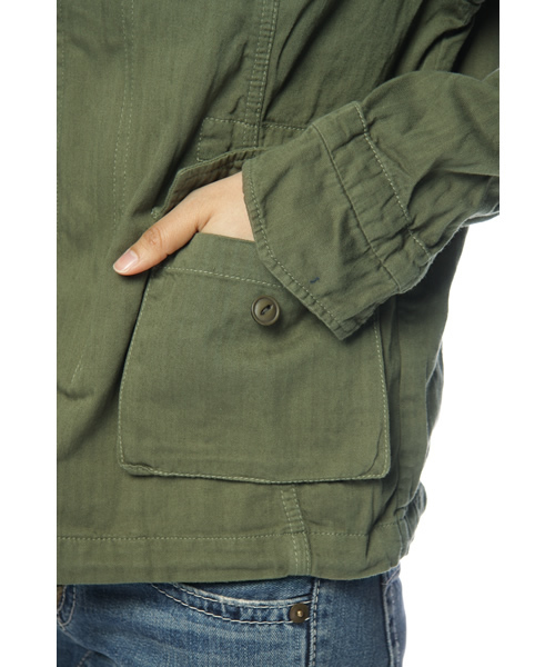 CIAOPANIC（チャオパニック）の「M65JKT（ミリタリージャケット・レディース・ネイビー/オフホワイト/オリーブ・FREE）」の12枚目の写真