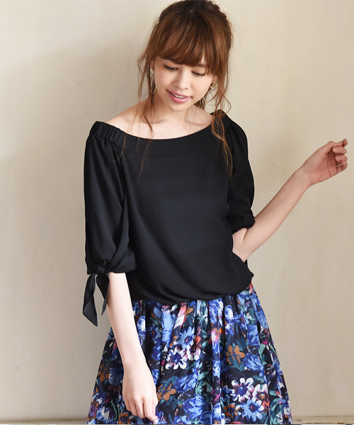 Luz Llena (philter)（ラズレナ　フィルター）の「ジョーゼット・キャンディスリーブブラウス（シャツ/ブラウス・レディース・マスタード/ブラック/サックスブルー/オフホワイト・MEDIUM/LARGE）」の2枚目の写真