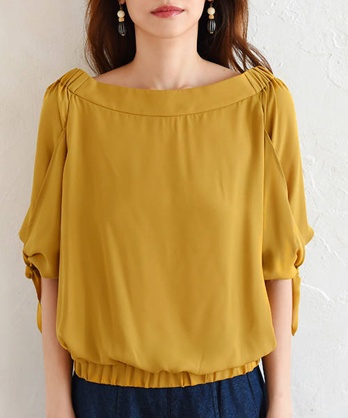 Luz Llena (philter)（ラズレナ　フィルター）の「ジョーゼット・キャンディスリーブブラウス（シャツ/ブラウス・レディース・マスタード/ブラック/サックスブルー/オフホワイト・MEDIUM/LARGE）」の8枚目の写真