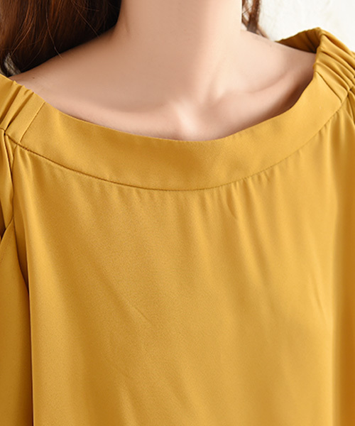 Luz Llena (philter)（ラズレナ　フィルター）の「ジョーゼット・キャンディスリーブブラウス（シャツ/ブラウス・レディース・マスタード/ブラック/サックスブルー/オフホワイト・MEDIUM/LARGE）」の11枚目の写真