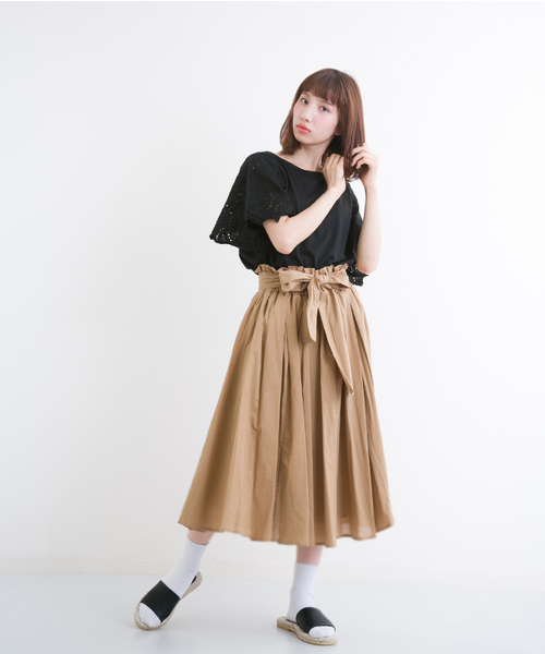 MERLOT(メルロー)の「ウエストリボンボリュームフレアスカート633-1527(スカート・レディース・ブラック/ベージュ/オレンジ/ネイビー・FREE)」の16枚目の写真
