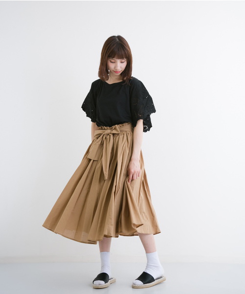 MERLOT(メルロー)の「ウエストリボンボリュームフレアスカート633-1527(スカート・レディース・ブラック/ベージュ/オレンジ/ネイビー・FREE)」の17枚目の写真