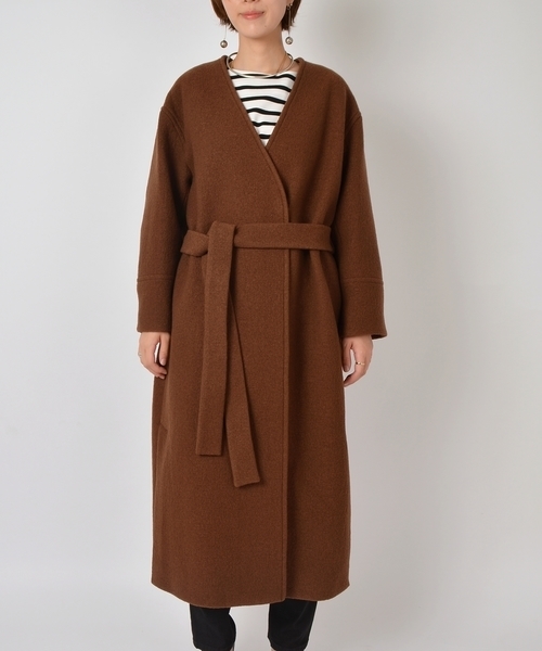 Prefer SHIPS(プリファーシップス)の「Prefer SHIPS:ブークレノーカラーロングコート◇(その他アウター・レディース・ブラック/ブラウン・ONE SIZE)」の6枚目の写真