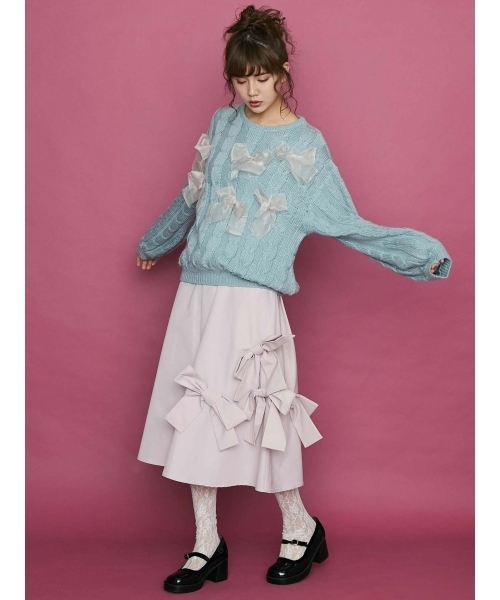 merry jenny（メリージェニー）の「タフタリボンスカート（スカート・レディース・ブラック/ピンク/ワイン・FREE）」の2枚目の写真