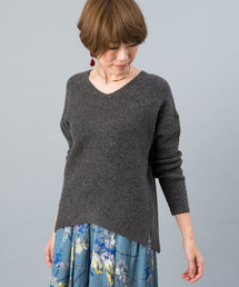 RIVE DROITE | バイアス片畦Vネックニット(ニット/セーター)