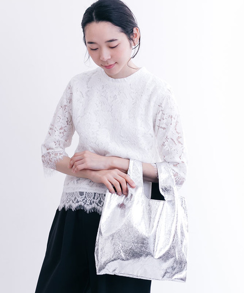 merlot plus（メルロープリュス）の「メタリックマルシェバッグ2475（ハンドバッグ・レディース・ブラウン/シルバー/ゴールド・FREE）」の2枚目の写真