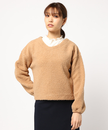 POU DOU DOU | ボアトップス×テレコインナーセットアップ(Tシャツ/カットソー)