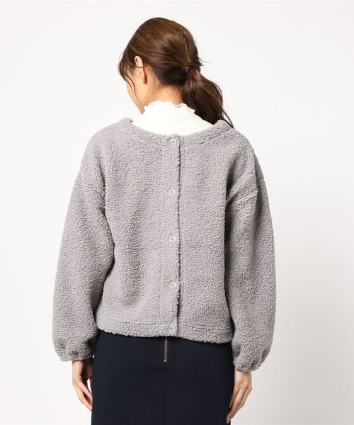 POU DOU DOU（プードゥドゥ）の「ボアトップス×テレコインナーセットアップ（Tシャツ/カットソー・レディース・ベージュ/グレー/カーキ/ピンク・3）」の5枚目の写真