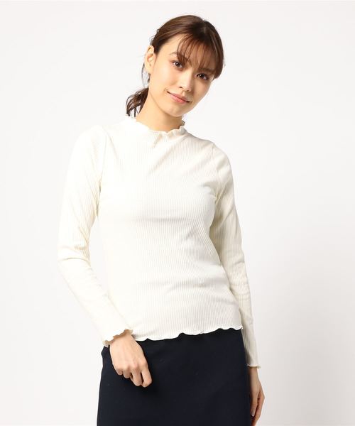 POU DOU DOU（プードゥドゥ）の「ボアトップス×テレコインナーセットアップ（Tシャツ/カットソー・レディース・ベージュ/グレー/カーキ/ピンク・3）」の6枚目の写真