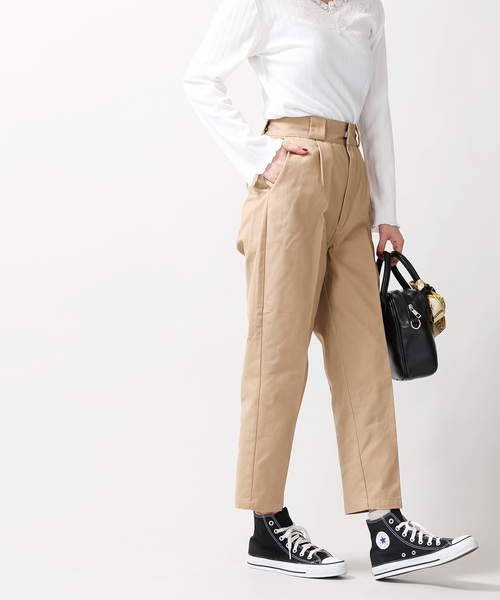 WEGO(ウィゴー)の「WEGO/クロップドセンタープレスチノパンツ(チノパンツ・レディース・ブラック/ベージュ・FREE)」の7枚目の写真