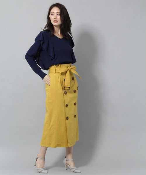 Andemiu（アンデミュウ）の「アゼラッフルＶ／Ｎニット783194（ニット/セーター・レディース・ホワイト/ライトグレー/ネイビー/ピンク・FREE）」の11枚目の写真