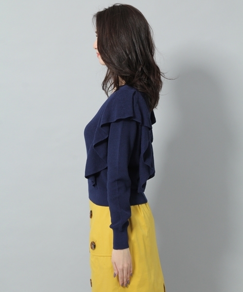 Andemiu（アンデミュウ）の「アゼラッフルＶ／Ｎニット783194（ニット/セーター・レディース・ホワイト/ライトグレー/ネイビー/ピンク・FREE）」の8枚目の写真