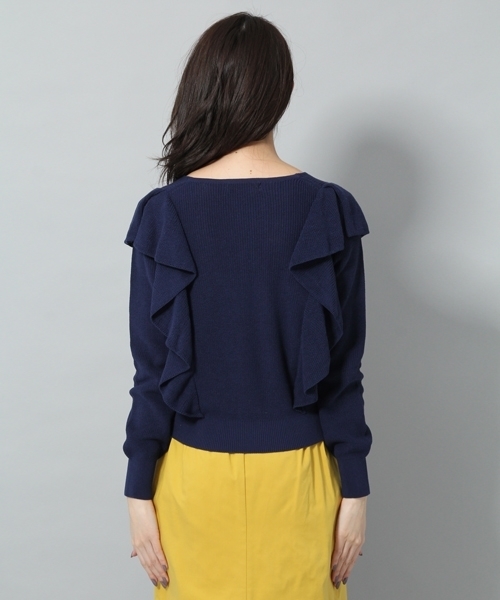 Andemiu（アンデミュウ）の「アゼラッフルＶ／Ｎニット783194（ニット/セーター・レディース・ホワイト/ライトグレー/ネイビー/ピンク・FREE）」の14枚目の写真