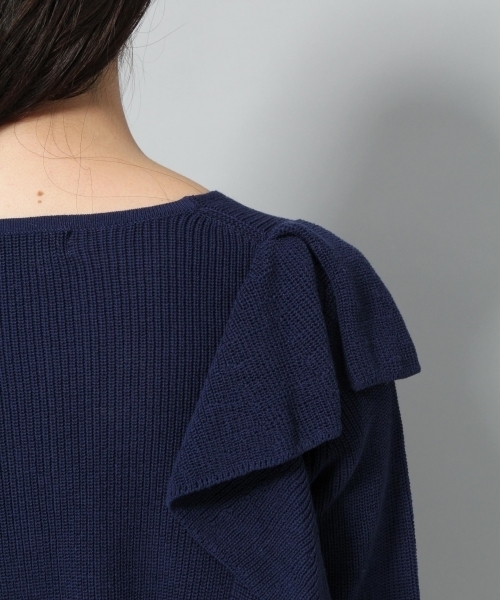 Andemiu（アンデミュウ）の「アゼラッフルＶ／Ｎニット783194（ニット/セーター・レディース・ホワイト/ライトグレー/ネイビー/ピンク・FREE）」の5枚目の写真