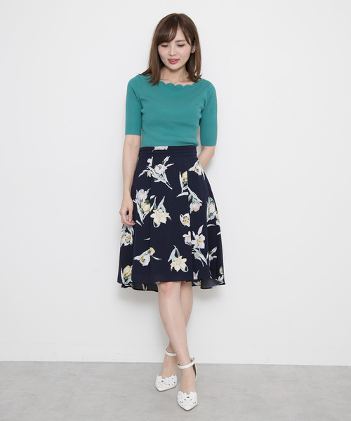 PROPORTION BODY DRESSING（プロポーションボディドレッシング）の「◆スカラップリブ5分袖ニット（ニット/セーター・レディース・ブラック/ホワイト/イエロー系その他/レッド/グリーン・2/3）」の6枚目の写真