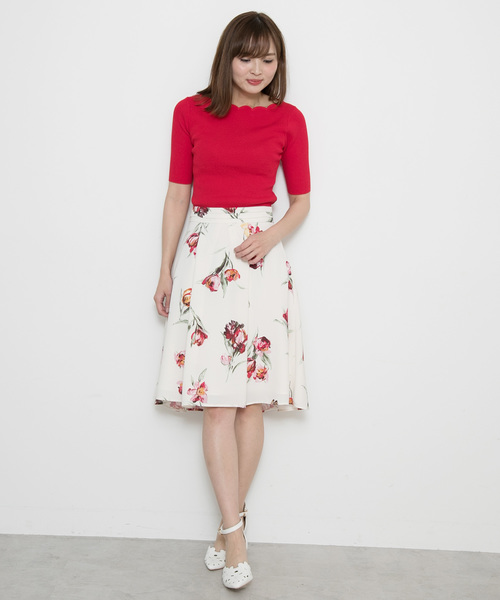 PROPORTION BODY DRESSING（プロポーションボディドレッシング）の「◆スカラップリブ5分袖ニット（ニット/セーター・レディース・ブラック/ホワイト/イエロー系その他/レッド/グリーン・2/3）」の8枚目の写真