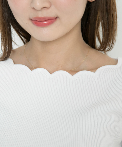 PROPORTION BODY DRESSING（プロポーションボディドレッシング）の「◆スカラップリブ5分袖ニット（ニット/セーター・レディース・ブラック/ホワイト/イエロー系その他/レッド/グリーン・2/3）」の14枚目の写真