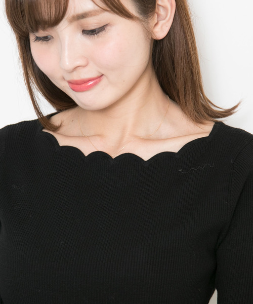 PROPORTION BODY DRESSING（プロポーションボディドレッシング）の「◆スカラップリブ5分袖ニット（ニット/セーター・レディース・ブラック/ホワイト/イエロー系その他/レッド/グリーン・2/3）」の15枚目の写真