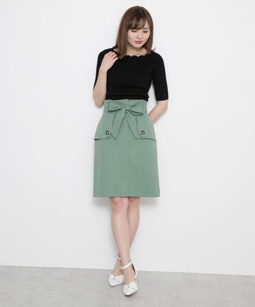 PROPORTION BODY DRESSING（プロポーションボディドレッシング）の「◆スカラップリブ5分袖ニット（ニット/セーター・レディース・ブラック/ホワイト/イエロー系その他/レッド/グリーン・2/3）」の16枚目の写真