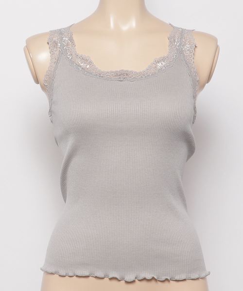 RIVE DROITE（リヴドロワ）の「シルクコットンレーステレコタンクトップ（タンクトップ・レディース・ライトグレー/ブラック/アイボリー・FREE）」の3枚目の写真