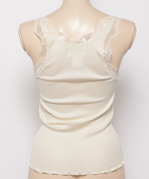 RIVE DROITE（リヴドロワ）の「シルクコットンレーステレコタンクトップ（タンクトップ・レディース・ライトグレー/ブラック/アイボリー・FREE）」の4枚目の写真