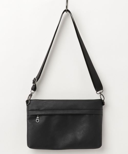 WEGO(ウィゴー)の「WEGO/フェイクレザーサコッシュ(ショルダーバッグ・メンズ・ブラック/グレー・FREE)」の8枚目の写真