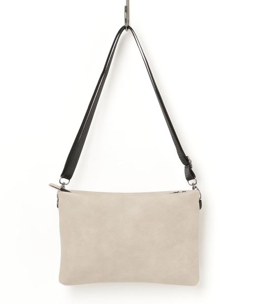 WEGO(ウィゴー)の「WEGO/フェイクレザーサコッシュ(ショルダーバッグ・メンズ・ブラック/グレー・FREE)」の3枚目の写真