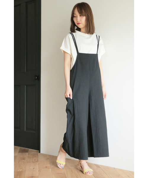 LBC（エルビーシー）の「ダブルストラップゆるサロペット（サロペット/オーバーオール・レディース・ブラック/ブルー・M）」の2枚目の写真