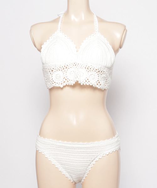 KOBE LETTUCE（コウベレタス）の「クロシェ編みニットビキニ/スイムウェア/水着/レディース[S143]神戸レタス（水着・レディース・ブラック/アイボリー・FREE）」の6枚目の写真