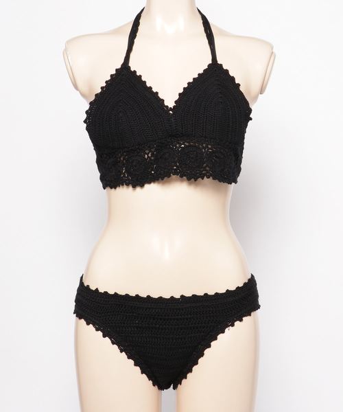 KOBE LETTUCE（コウベレタス）の「クロシェ編みニットビキニ/スイムウェア/水着/レディース[S143]神戸レタス（水着・レディース・ブラック/アイボリー・FREE）」の5枚目の写真