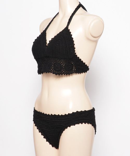KOBE LETTUCE（コウベレタス）の「クロシェ編みニットビキニ/スイムウェア/水着/レディース[S143]神戸レタス（水着・レディース・ブラック/アイボリー・FREE）」の3枚目の写真