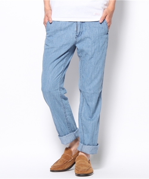 CIAOPANIC TYPY（チャオパニックティピー）の「デニムイージートラウザー（デニムパンツ・メンズ・サックスブルー/ネイビー/ストライプ・SMALL/MEDIUM/LARGE）」の4枚目の写真