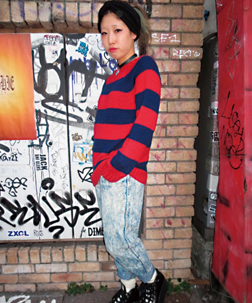 WEGO（ウィゴー）の「WEGO/モヘアタッチボーダーセーター（ニット/セーター・レディース・ブラック/グリーン/レッド・FREE）」の11枚目の写真