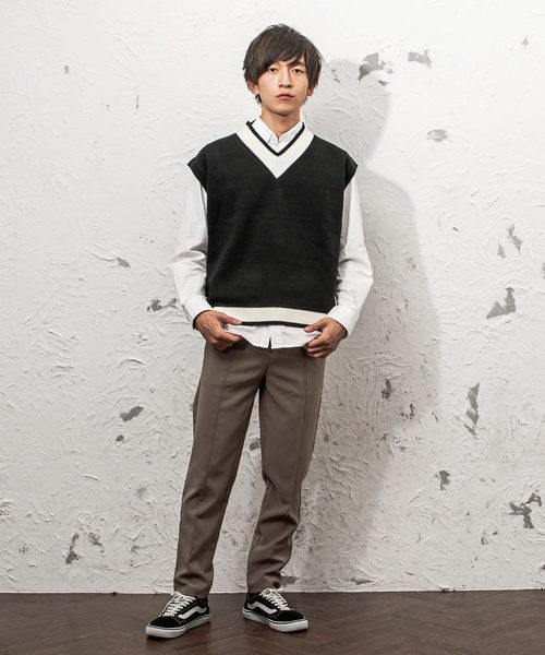MinoriTY(マイノリティ)の「プレッピーラインチルデンニットベスト(ニット/セーター・メンズ・ホワイト/ブラック/ブラウン/グレー・M/L)」の6枚目の写真