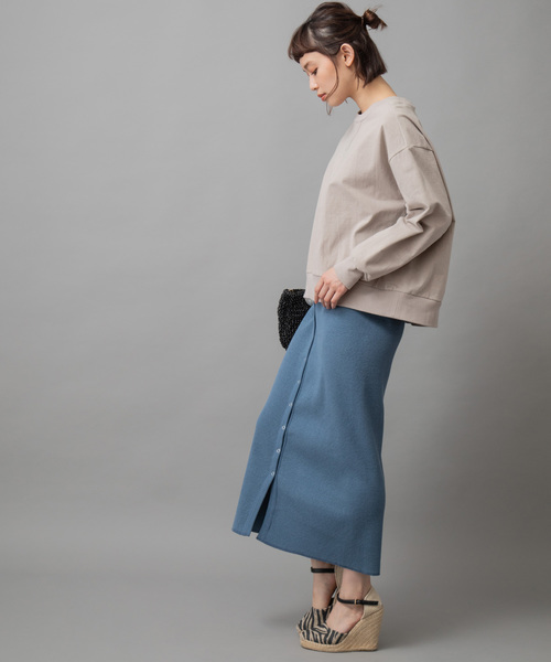 Munich（ミューニック）の「ハイテンションジャージスウェットプルオーバー（Tシャツ/カットソー・レディース・ライトグレー/ブラック/オフホワイト/ネイビー/カーキ・FREE）」の4枚目の写真