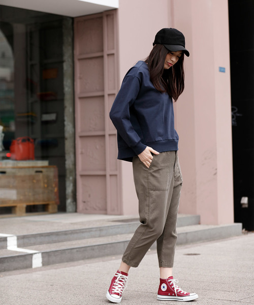 Munich（ミューニック）の「ハイテンションジャージスウェットプルオーバー（Tシャツ/カットソー・レディース・ライトグレー/ブラック/オフホワイト/ネイビー/カーキ・FREE）」の10枚目の写真