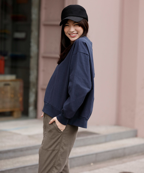 Munich（ミューニック）の「ハイテンションジャージスウェットプルオーバー（Tシャツ/カットソー・レディース・ライトグレー/ブラック/オフホワイト/ネイビー/カーキ・FREE）」の16枚目の写真